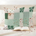 thumbnail image 3 of Boho Spring Floral Outdoor Waterproof Pillow Covers, Retro Flowers Plants Patchwork Grid Green Decorative Square Throw Pillowcase Sofa Cushion Sham for Patio/Couch/Chair, 18"x18" 2 Pack, 3 of 8