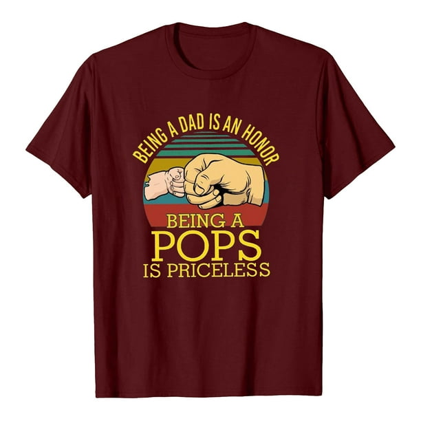 Camiseta del día del padre Camiseta de manga corta con estampado de letras de verano para hombre y mujer Regalo para el padre Pompotops hfajkhk131435