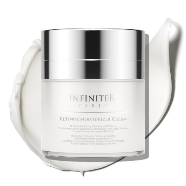 Infinitek Paris Retinol Face Moisturizer Night Cream - Cuidado de la piel premium con colágeno y vitamina E. Crema facial antioxidante y antienvejecimiento avanzada. Crema hidratante enriquecida con v