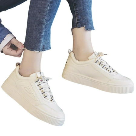 

Women s Low-Top Sneakers White Shoes Excellent Material High Quality for Birthday Gifts New Year s Gifts 37 Beige