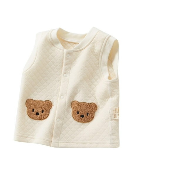 yillto Toddler Cotton Vest Jackets Sleeveless Crewneck Button down Padded Lightweight Soft Coats