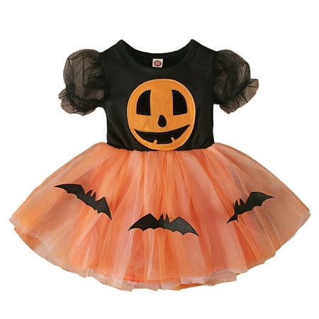 

Fanvereka Halloween Little Girls Short Sleeve Round Collar Princess Skirt