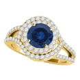 thumbnail image 2 of Mauli Jewels Women’s 1.85 Carat Sapphire and Lab Grown Diamond Bridal Set in 14K Yellow Gold Halo Split Shank Engagement Ring, Gift For Her, 2 of 9
