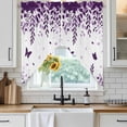 thumbnail image 3 of Swag Valance Curtains for Windows, Purple Spring Botanical Light Filtering Kitchen Curtains with Rod Pocket, Weeping Eucalyptus Butterfly Window Treatment Valances for Living Room, 28x36 - 2 PCS, 3 of 9