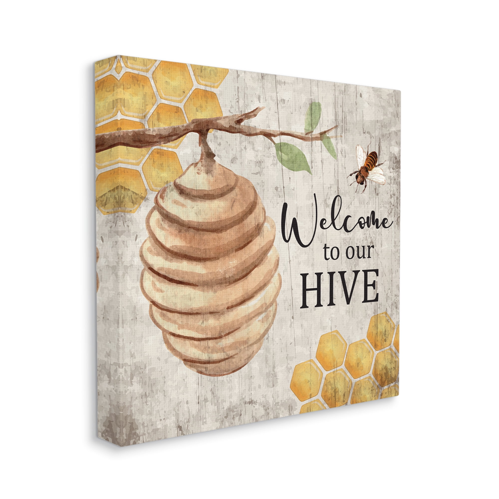 Stupell Welcome To Our Hive Honeycomb Pattern Animals & Insects Painting Gallery Wrapped Canvas Print Wall Art