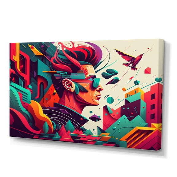 Designart Colorful Side Profile Of Rocker Canvas Wall Art