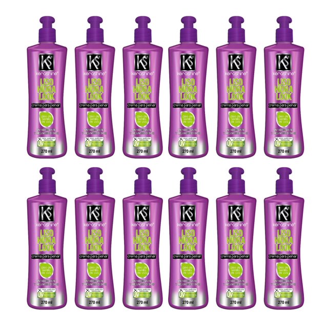 CAJA KERASHINE CREMA PARA PEINAR LISO HIDRALOOK 270 ML 12 PIEZAS Kerashine crema