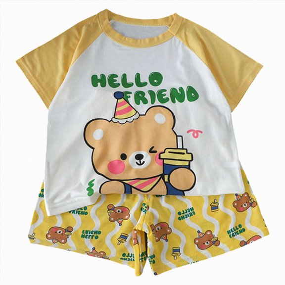 KPOPLK Baby Boy Summer Clothes 12-18 Months Cute Outfit Summer Kids Patchwork Short Sleeve T-Shirt and Shorts Cool Short Sets Size 12-18 Months,Yellow