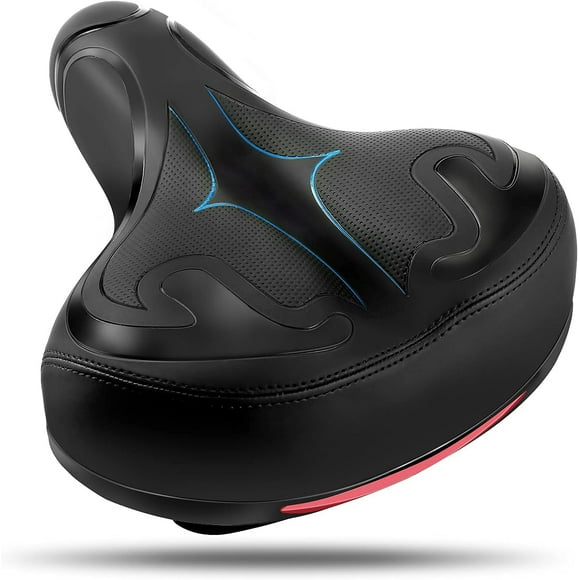 Oversized Comfortable Bike Seat, Ergonomic Design with Memory Foam Padded for Breathable Support, Non-noisy Shock Absorbing for Men Women