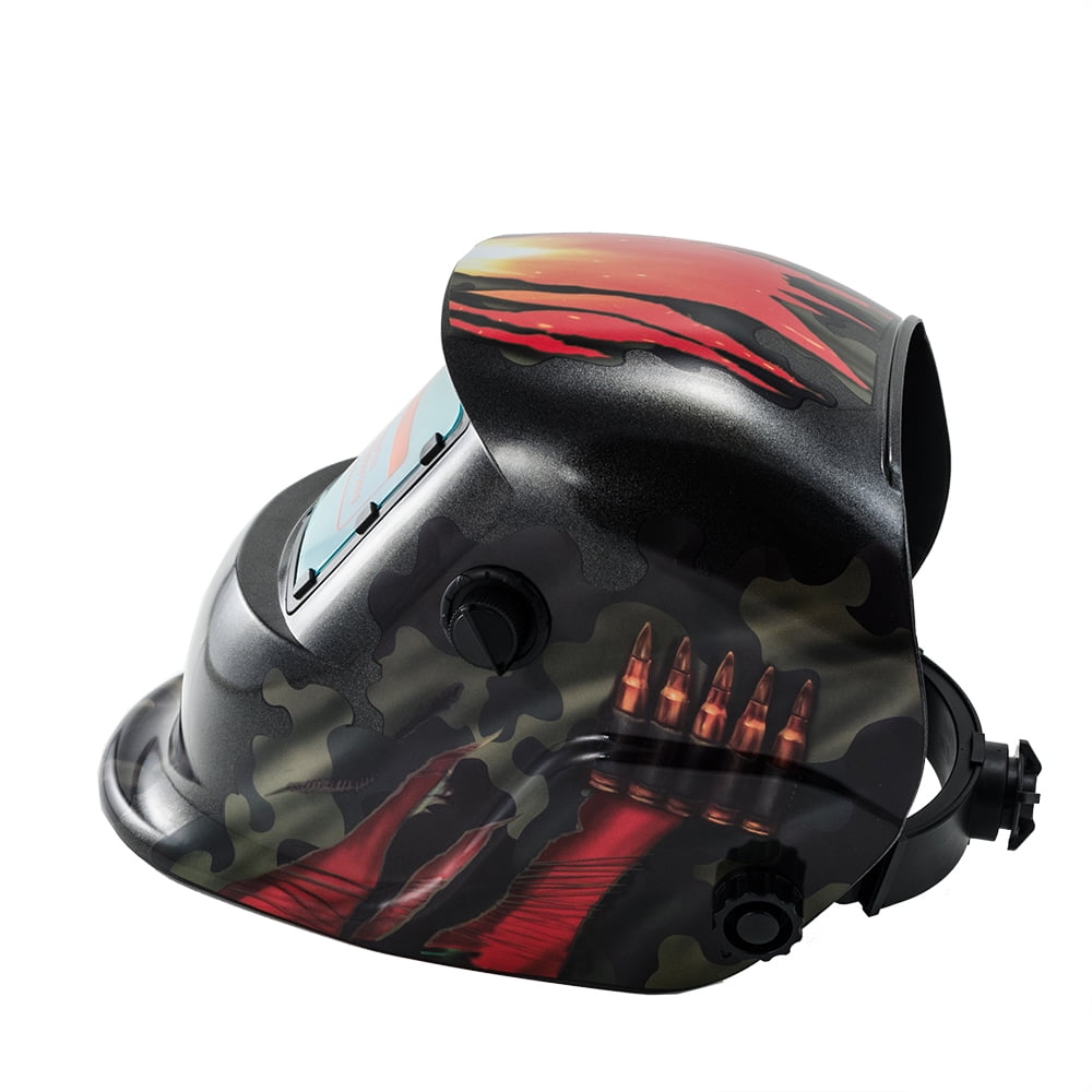 iMeshbean Solar Powered Welding Helmet w/ Auto Darkening Hood, Adjustable Shade, PP Material, Bullets