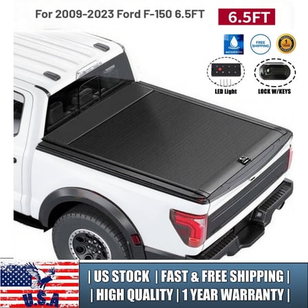 6.5FT Retractable Truck Tonneau Hard Bed Cover For Ford F150 F-150 2009-2023