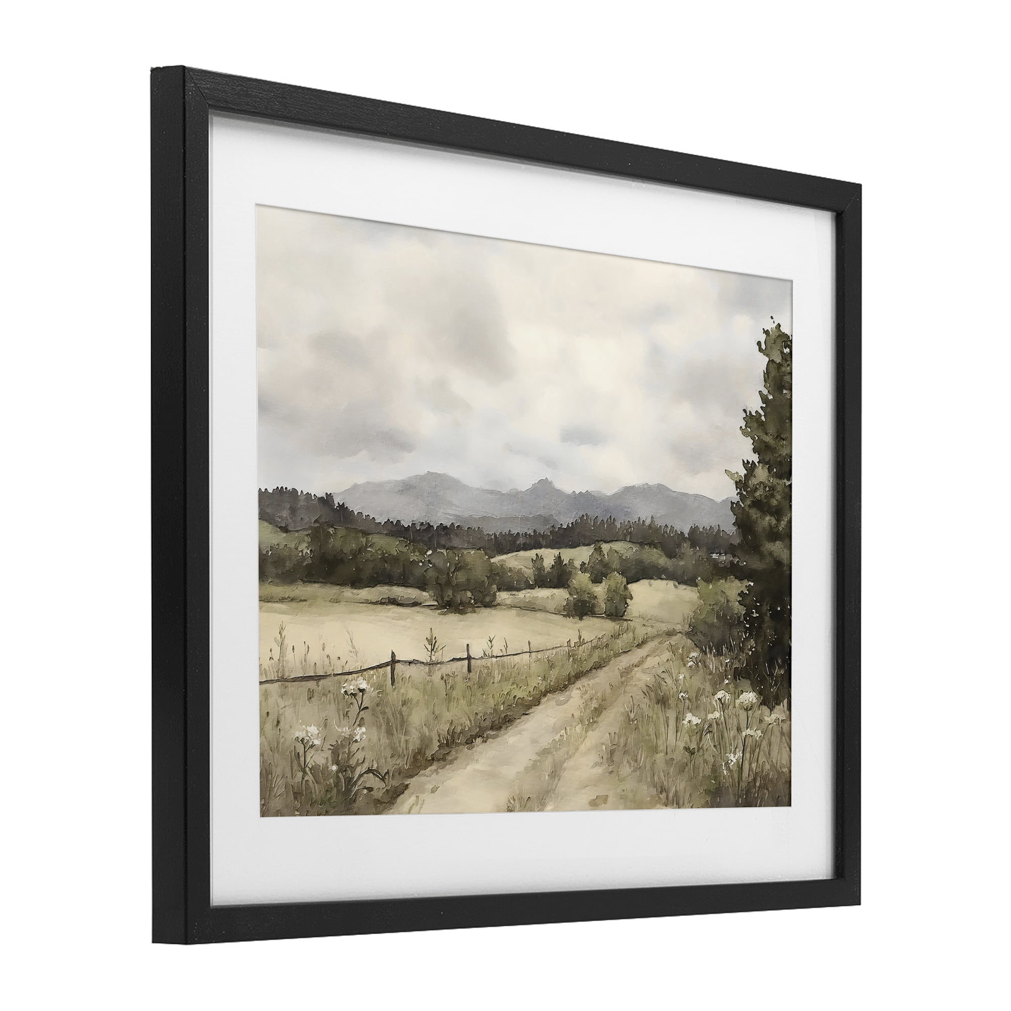 Stupell Industries Muted Meadow Lane Black Framed Print Under Glass, design by Riley B