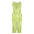 thumbnail image 4 of successthop Capri Pajamas for Women Set Army Green Lightweight Striped Sleeveless Tank Tops 2 Piece Loungewear XL, 4 of 6