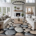 thumbnail image 4 of Area Rug for Living Room, Pebble Stone Non-Slip Indoor Large Carpet for Bedroom/Dining Room, Modern Minimalist Nature Art Aesthetics Washable Low-Profile Rectangle Floor Runner Rugs - 5 x 7 Ft, 4 of 7