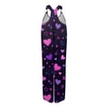 thumbnail image 4 of Fgvctg Valentine's Day Women's Jumpsuits Wide Leg Pant Romantic Overall Love Heart Print Sleeveless Spaghetti Straps Jumpsuit Romper Bib Overalls Oversized Sprimg Pant With Pockets Purple 2XL, 4 of 4