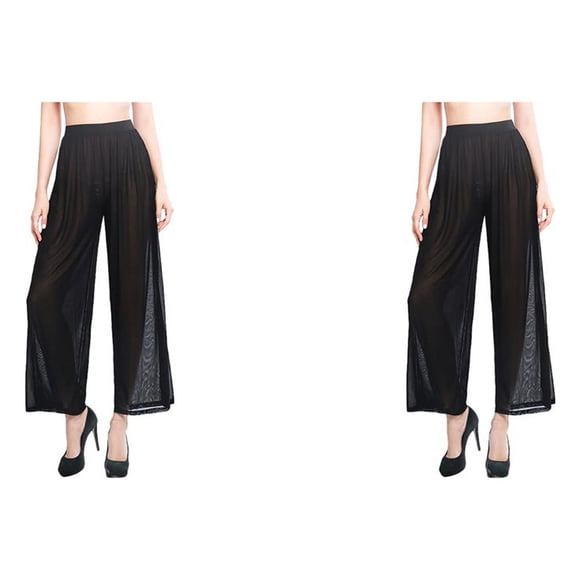 Pantalones de playa Naiovety para mujer Ropa de playa color sólido Cintura alta Transpirable Suelto