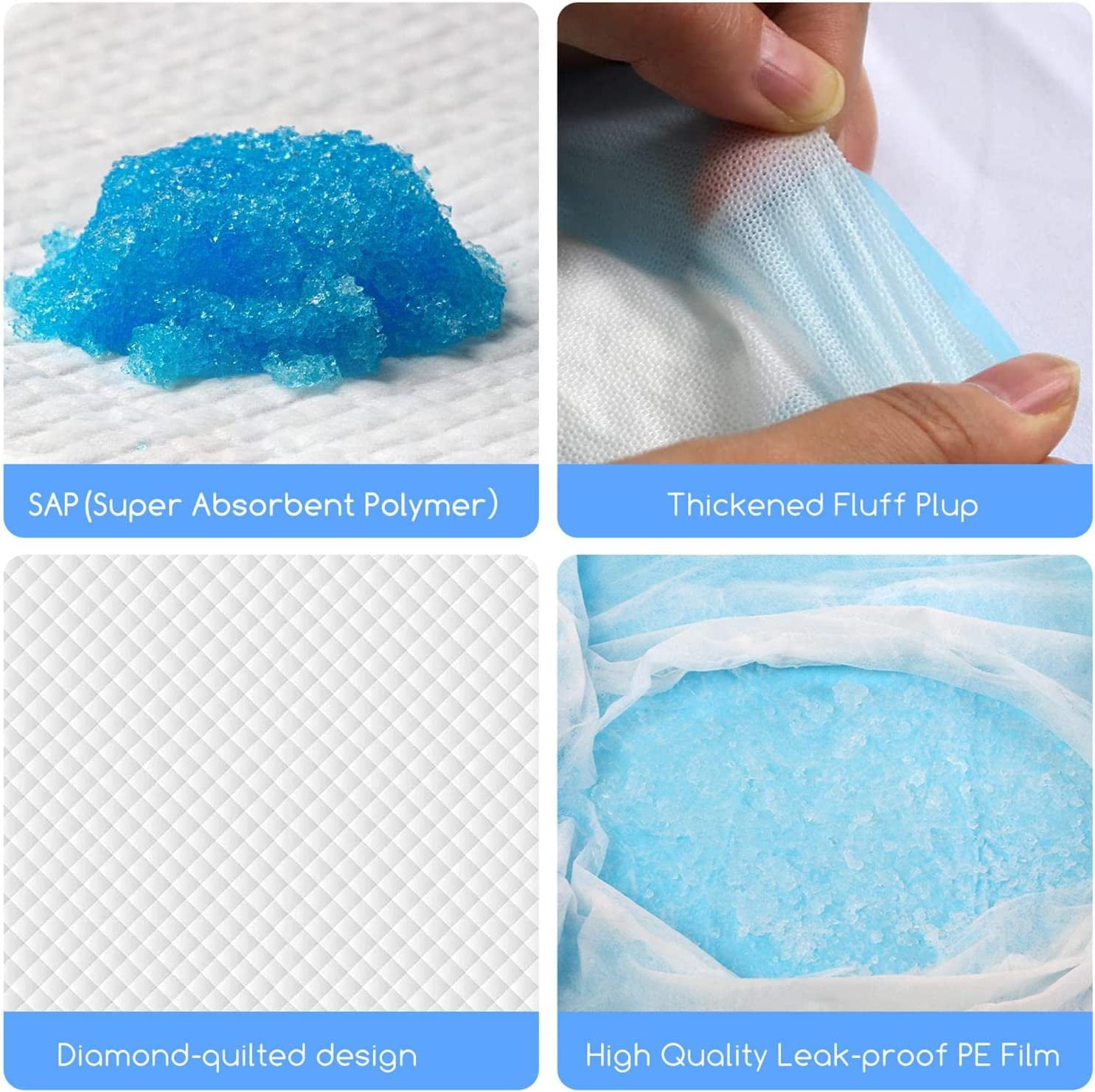 Puppy Pads,24"x 23" Super Absorbent Pee Pads for Dogs, Odor Control Potty Training Pads Leakproof 5-Layer Pee Pads with Quick-Dry for Medium to Large Pets Like Cats and Dogs