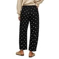 thumbnail image 6 of JIAYUE Women Straight Leg Pants Polka Dot Print Drawstring Elastic Waist Side Pockets Loose Trousers for Street Daily Casual, 6 of 6