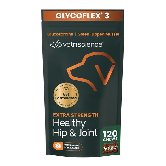 VetriScience GlycoFlex 3, Hip & Joint Supplement for Dogs, Chicken Liver Flavor, Soft Chews