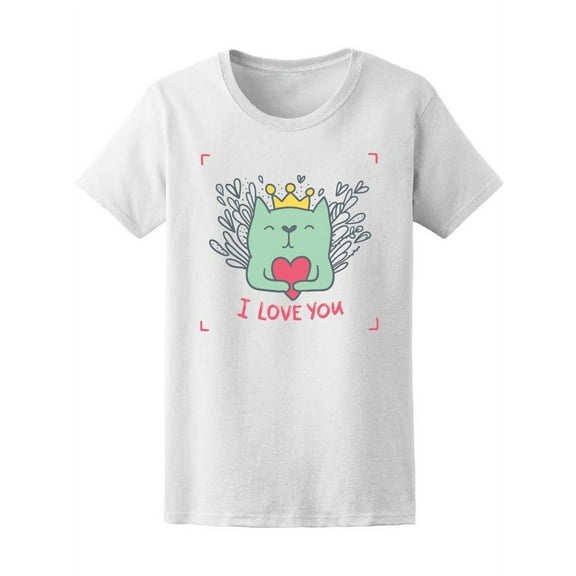 I Love You Cute Green Cat Tee Women's -Image by Shutterstock
