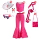 thumbnail image 4 of Disfraz de Barbi de Halloween para niñas, conjunto de ropa Punk de calle Rosa sin mangas con lazo para fiesta, vestido Vintage a cuadros, nuevas películas, 4 of 5