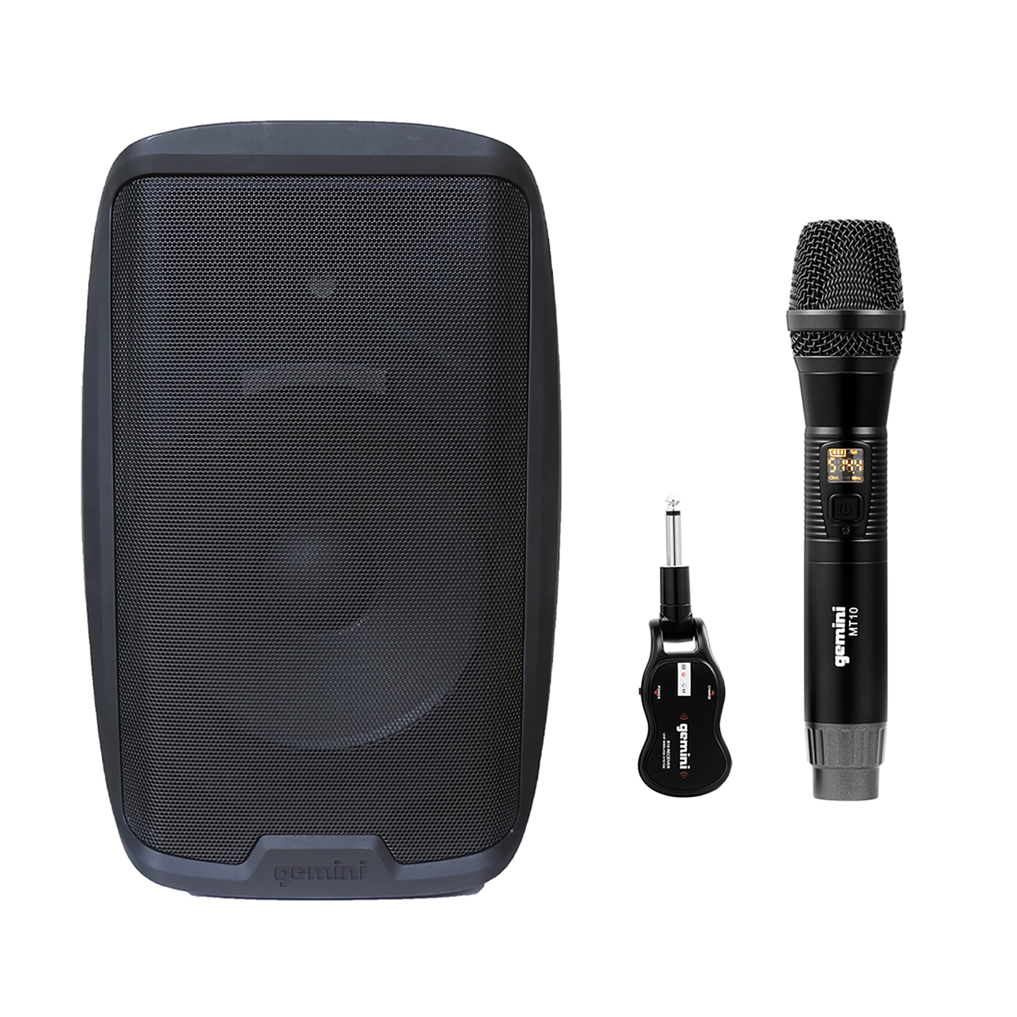 Gemini AS Series 2,000-Watt Active 15-In. Bluetooth Loudspeaker & GMU-M100 UHF Single Wireless Microphone System, 843631170823