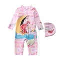 thumbnail image 1 of JTieacloth Girls Swimsuit Long Sleeve Bathing With Hood UPF 50 Sun Rash Guard For Kids Beach Pool,Sizes 4-5 Years, 1 of 2