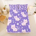 thumbnail image 4 of Manfei Cute Pet Bed Sheets, Cartoon Cat Butterfly Full Size Sheets, Purple Pink, 4pcs, 1 Flat Sheet, 1 Fitted Sheet and 2 Pillowcases, 4 of 6