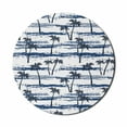 thumbnail image 1 of Palm Tree Mouse Pad for Computers, Pattern Sea Summer Romantic Beach Island Silhouette Tropics, Round Non-Slip Thick Rubber Modern Gaming Mousepad, 8" Round, Navy Blue, by Ambesonne, 1 of 2