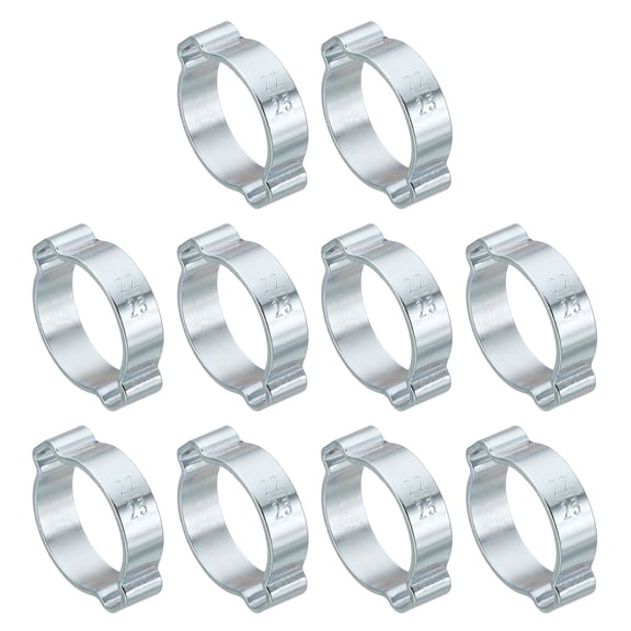 Uxcell 10 Pack 22-25mm Double Ear Hose Clamp, Galvanized Steel Crimp Rings