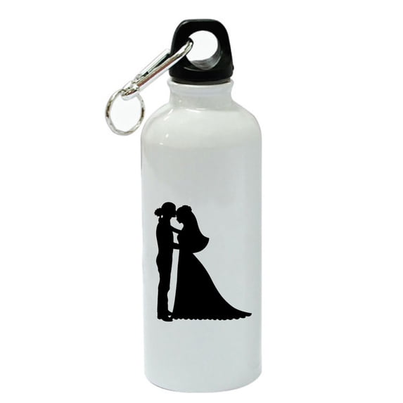 Bride and Groom White Aluminum Sports 20 oz Water Bottle