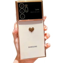 Phone Case for Samsung Galaxy Note 20 Ultra with Lens Protector Luxury Electroplated Galaxy Note 20 Ultra Case for Women Soft Shockproof Protective Slim Fit Cute Clear Heart Case 6.9” (Gold)