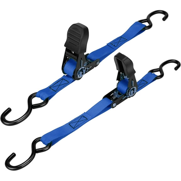 Boat Trailer Tie-Downs Straps 1 Inch x 4 FT, 2400 LBS Heavy Duty Adjustable Transom Tie Down Straps Ratchet w/Quick Release Buckle & Anti-Scratch Hooks, for Trailer Marine Jet Ski Pontoon