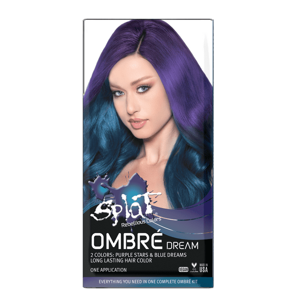 Splat Complete Kit, Ombre Dream, Semi-Permanent Blue & Purple Hair Dye with  Bleach 