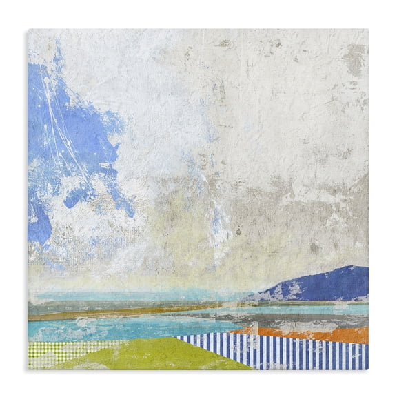 Stupell Industries Contemporary Puffy Clouds Beach Pattern Layers Canvas Art, 24 x 24, by Suzanne Nicoll