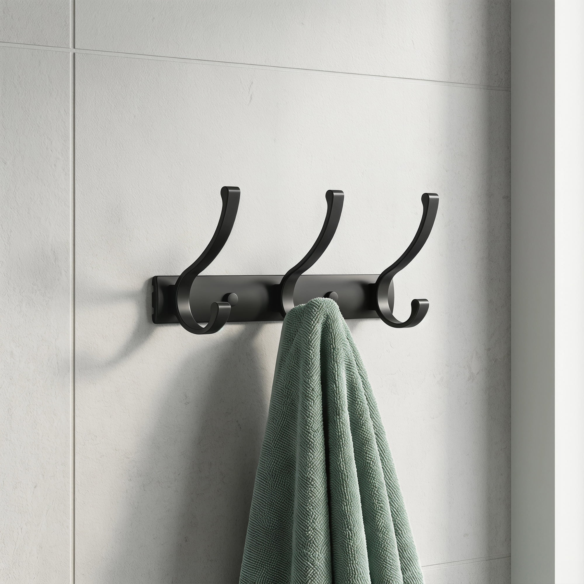 Unique Bargains Coat Rack Wall Mount,Hat Rack for Entryway and Bedroom Black 3 Hooks