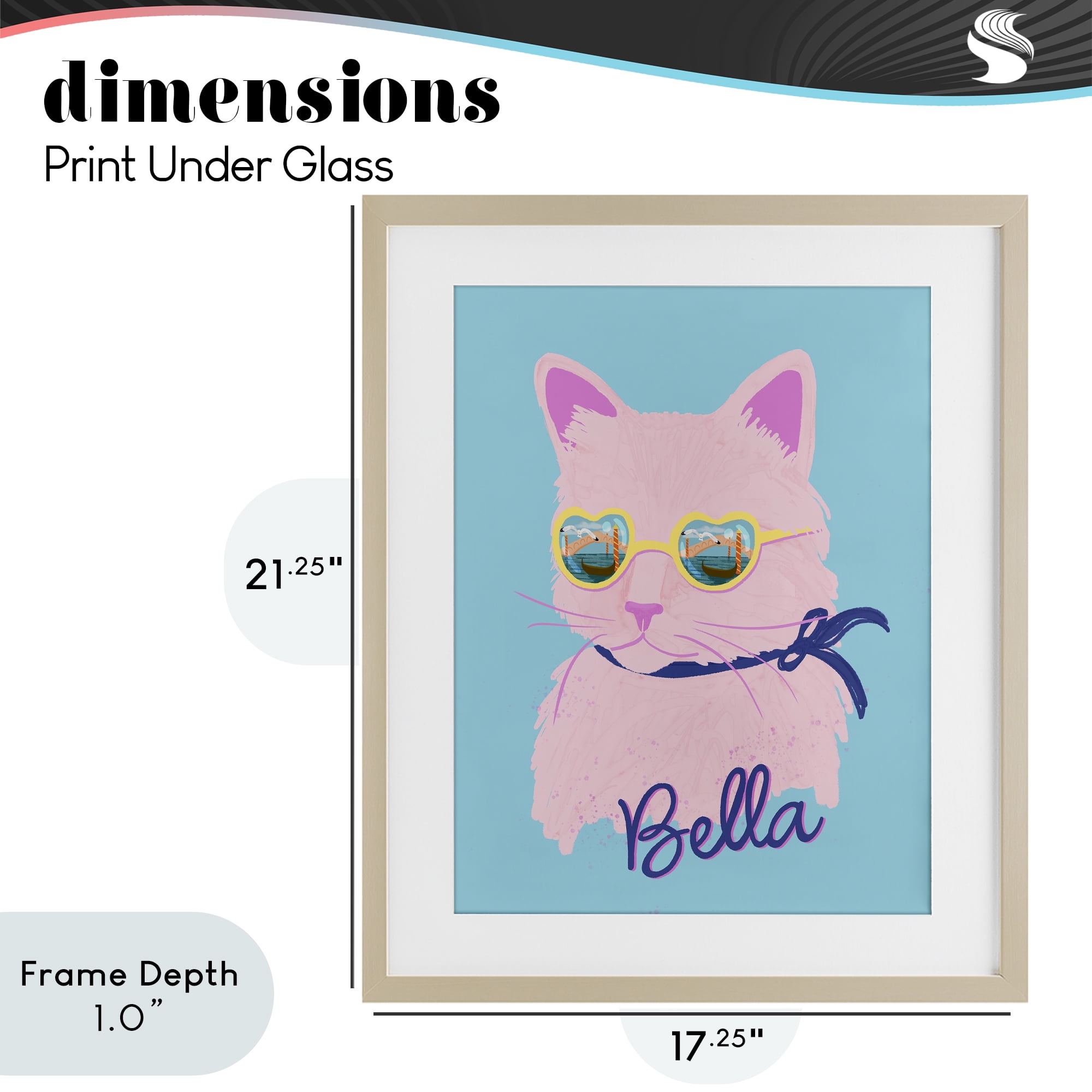 Stupell Industries Cool Cat Bella Birch Framed Print Under Glass, design by Steffanie Pisula