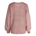 thumbnail image 2 of Vedolay Sweater Women's 2023 Fall Casual Sweaters Batwing Long Sleeve Crew Neck Knit Pullover Tops,Pink L, 2 of 5