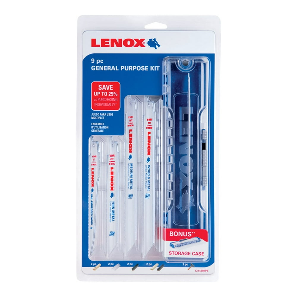 Lenox Assorted in. BiMetal Reciprocating Saw Blade Set Multi TPI 9 pk