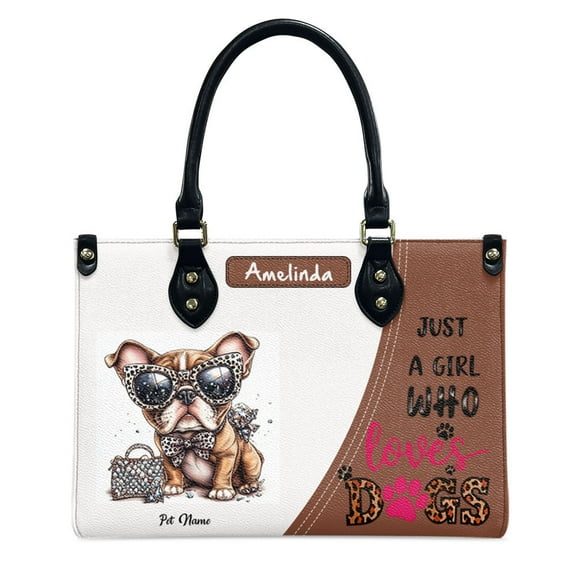 American Pit Bull Terrier Dog Bag, Personalized Leather Handbags For Women - Personalized Leather Purse with Name - Tote Bags for Mom Grandma - Custom Gifts Ideas for Her, Gift for Dog Lover