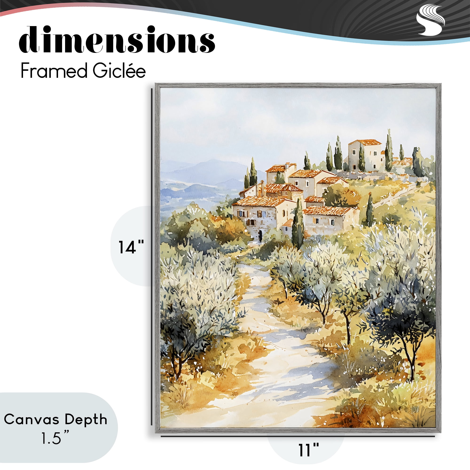 Stupell Industries Tuscan Hilltop Village View Gray Framed Giclee Art, design by LSR Design Studio