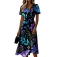 thumbnail image 2 of Halloween Dresses for Women Spider Short Sleeve Ghost Fall Wedding Guest Dress Pumpkin V Neck Cute Wrap Dresses XL, 2 of 5