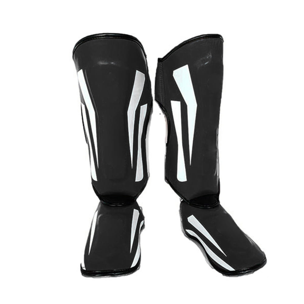 Dcenta Martial Arts Shin Guards PU Leather Leg Foot Protector Thicken