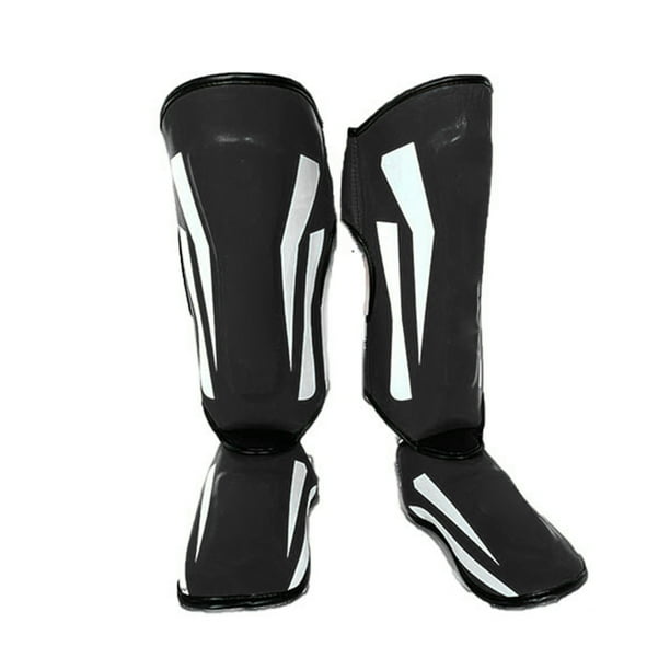 Traje de equipo de protección Espinilleras para artes marciales, Protector de pie y pierna de cuero PU, almohadillas protectoras gruesas para Kickboxing, equipo de entren Abanopi Traje de equipo de protección