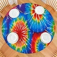 thumbnail image 2 of Colorful Tie Dye Pattern Round Fitted Tablecloth with Elastic Edge,Dining Table Cover Waterproof,Outdoor Round Tablecloth for Camping,Dining,Indoor and Outdoor, 2 of 7