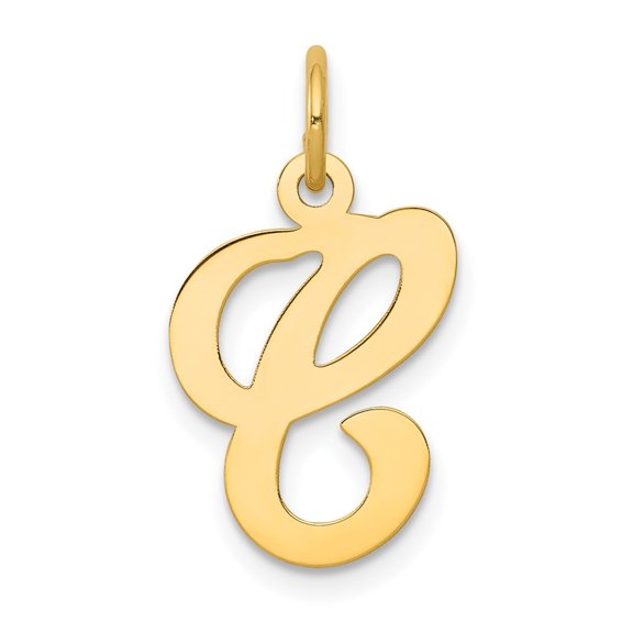 Auriga Fine Jewelry 14K Yellow Gold Letter C Initial Charm Pendant for Women (L- 11.02 mm, W- 16 mm)