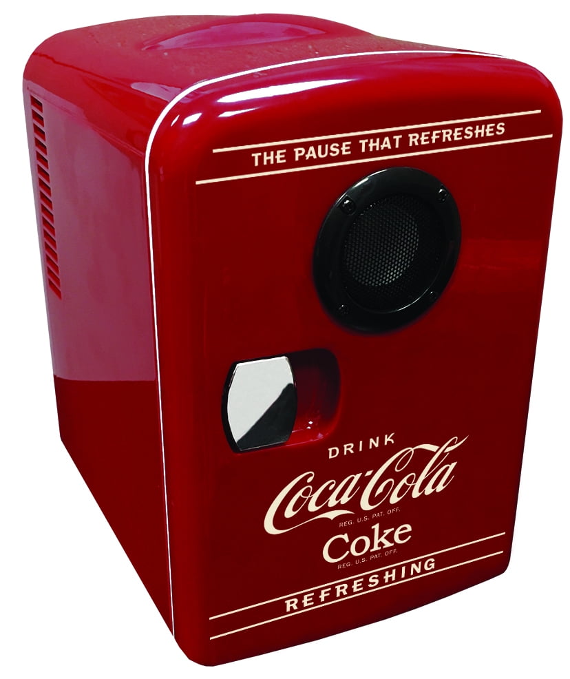 Coca-Cola 6 Can AC/DC Retro Mini Cooler/Mini Fridge with Bluetooth ...