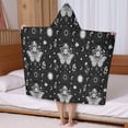thumbnail image 5 of Black White Gothic Butterfly Sun Moon Flower Pattern Hooded Bath Towel，50"x30" for Ages 3 To 12 Kids, Quick Dry Lightweight Soft Microfiber Hood Beach Towel Cover Up for Kids, 5 of 7