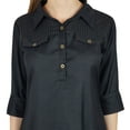 thumbnail image 4 of Bimba Women 3/4 Sleeve Formal Black Tunic Collar Neck Casual Kurta Kurti, 4 of 7