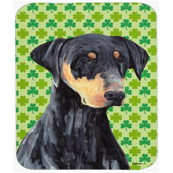Doberman St. Patricks Day Shamrock Portrait Mouse Pad, Hot Pad or Trivet